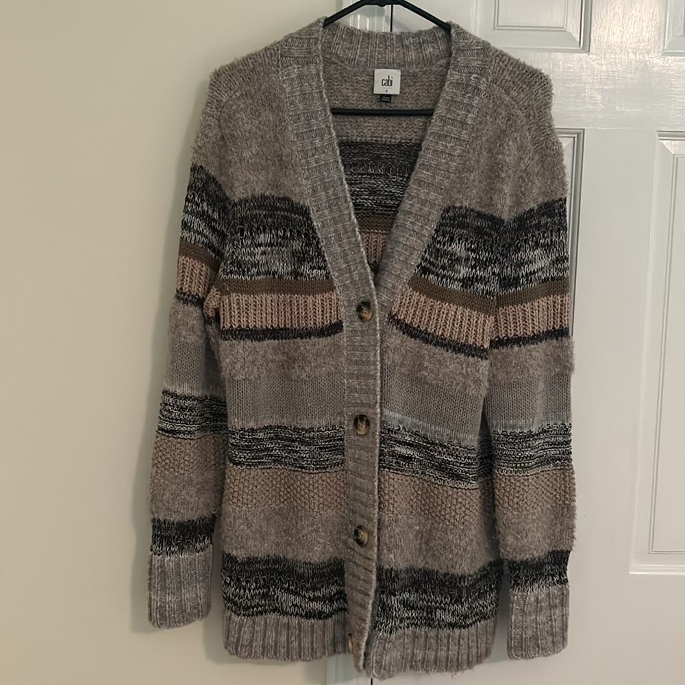 Cabi cardigan gray striped